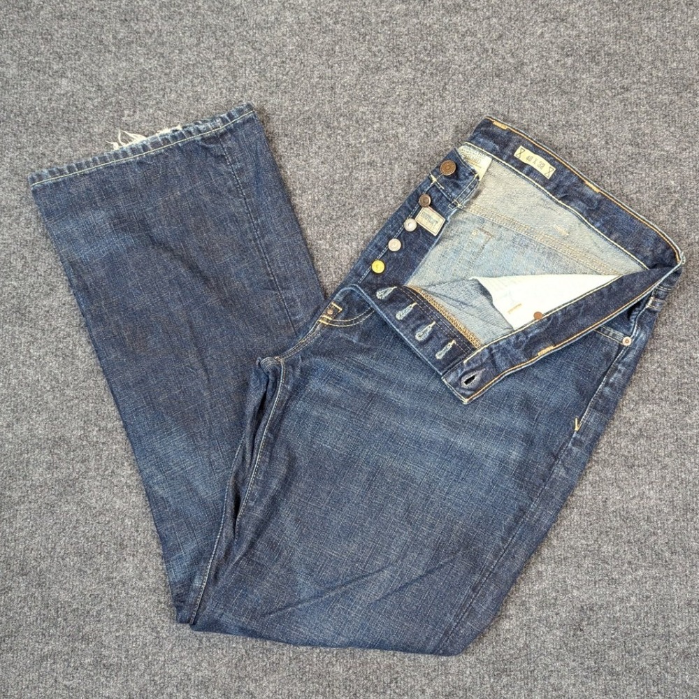Polo Ralph Lauren Mens Bootcut Jeans 40x32 750 Dark Wash Blue Cotton Button Fly